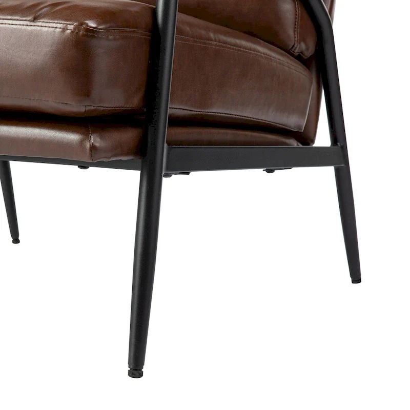28W Mid-century Modern Soft PU Leather Accent Armchair