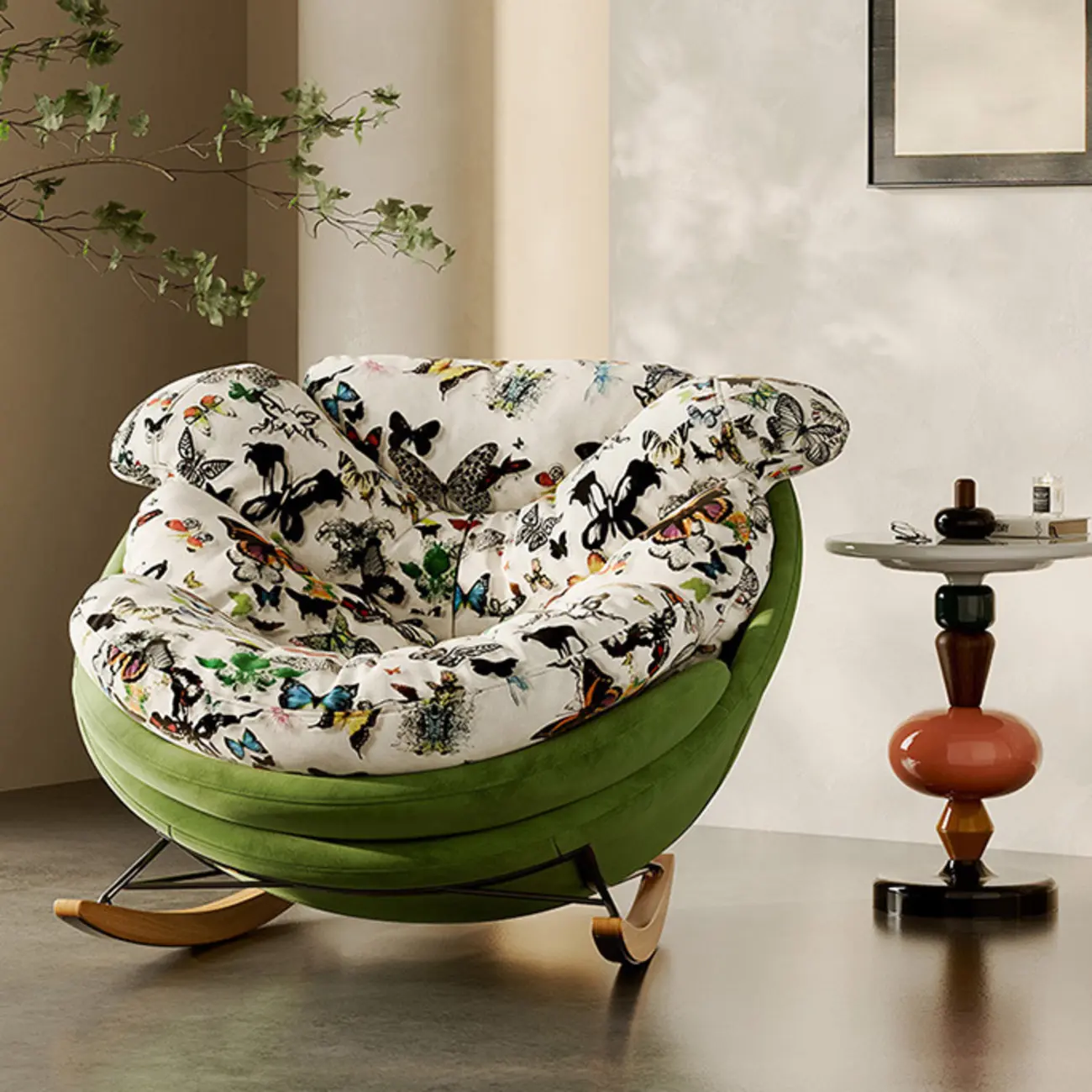 Modern Ergonomic Upholstered Rocking Chair Optional Ottoman