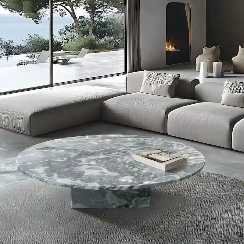 White & Natural / Beige & Yellow / Blue & Grey Natural Marble Stone Coffee Table