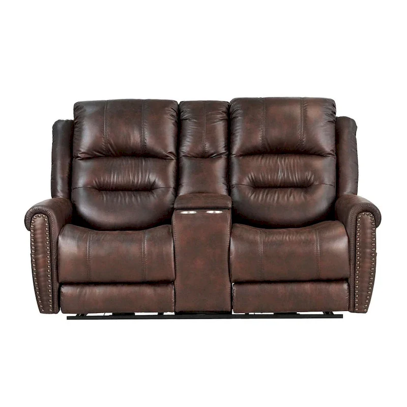 Power Sofa Loveseat Recliner Adjustable Headrest High Back Nailhead
