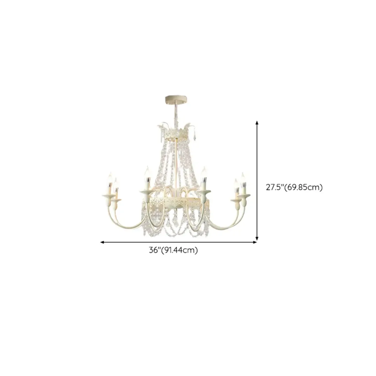 White Crystal Chandelier Classic Iron Elegant Design