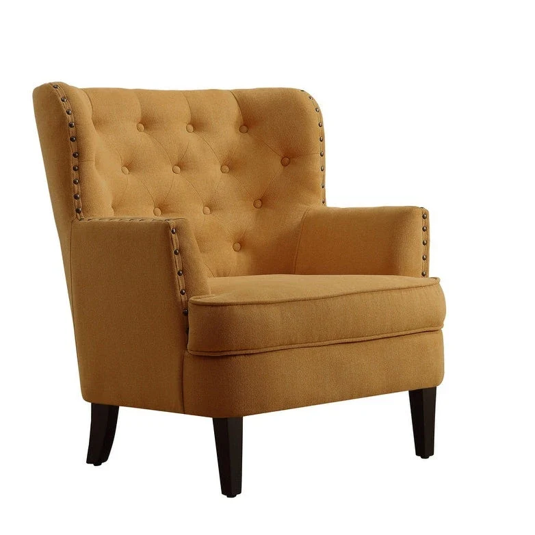 Moser Bay Mignon Velvet / Linen 30  Wide Tufted Wingback Accent Chair