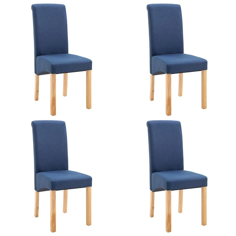 Blue Fabric Dining Chairs, Set of 4