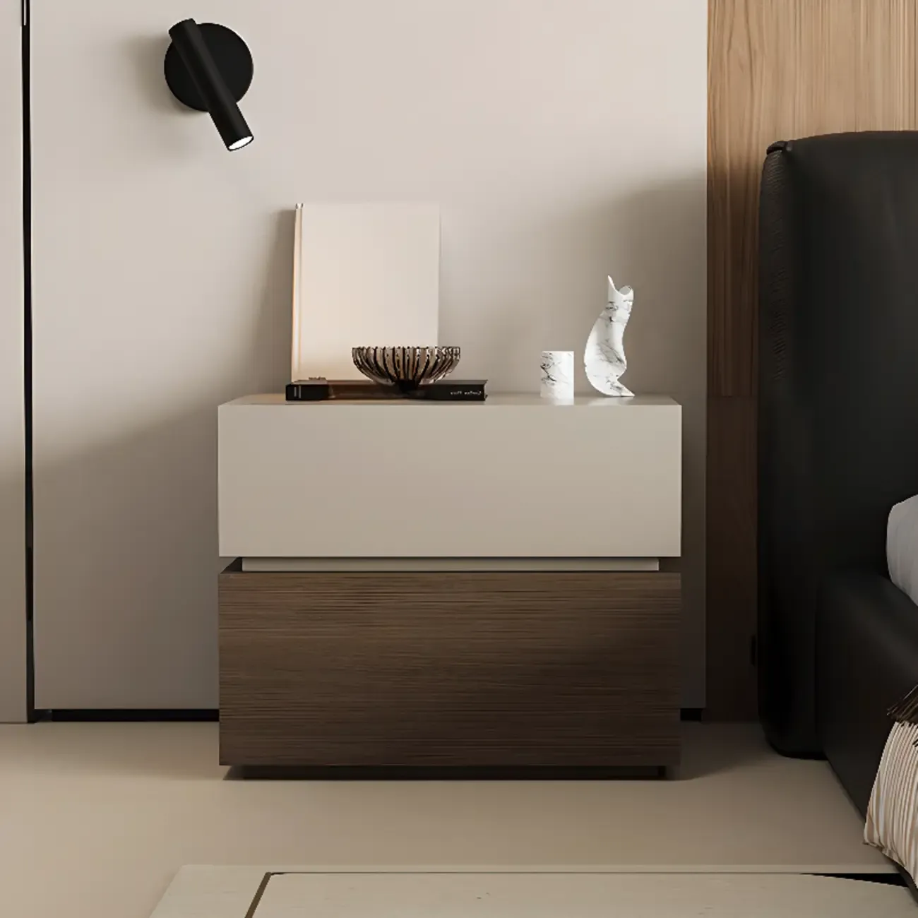 Elegant 2-tier Bedroom Wooden Nightstand With Drawers