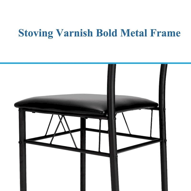 5-pieces Modern Dining Sets,Tempered Glass Table Top and 4 PU Chairs