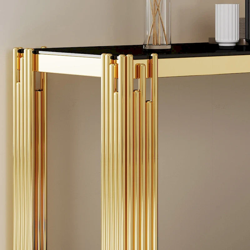 Sophisticated Double-Layer Tempered Glass Console Table