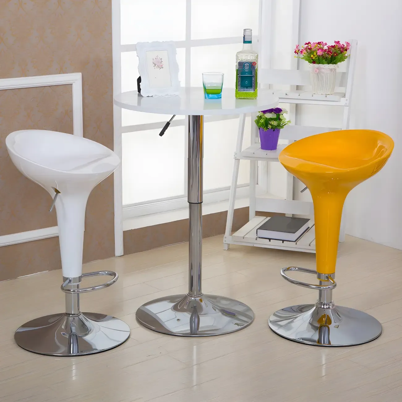 Plastic Chrome Swivel Bar Stool Height Adjustable