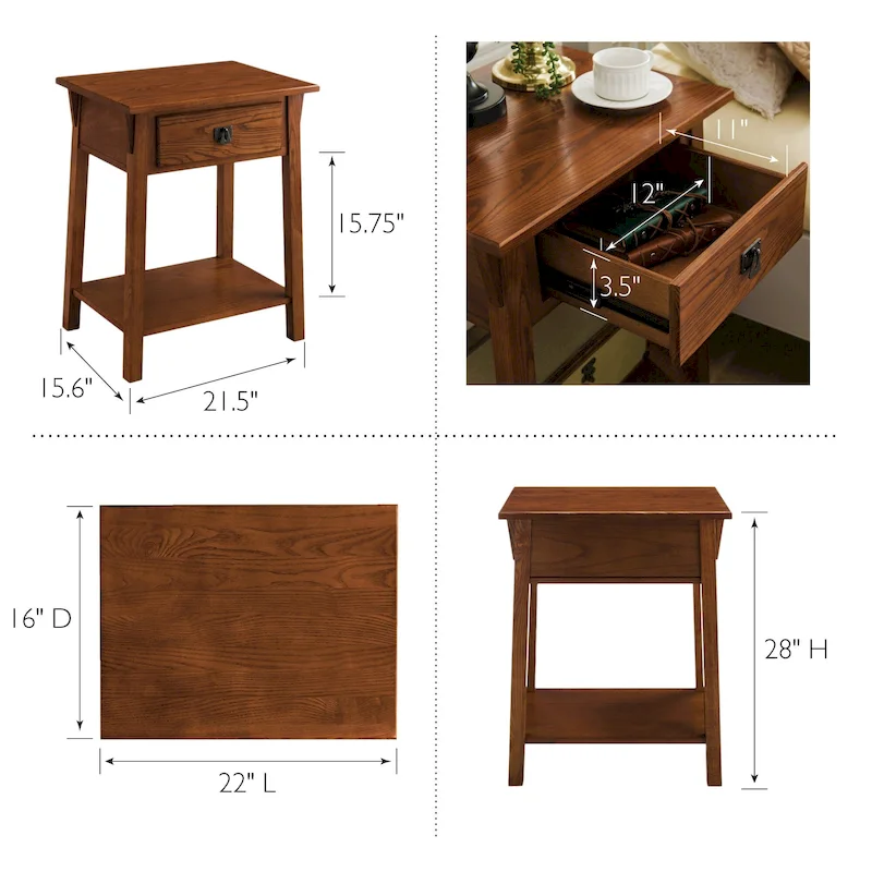 Solid Wood Mission End Table with Drawer