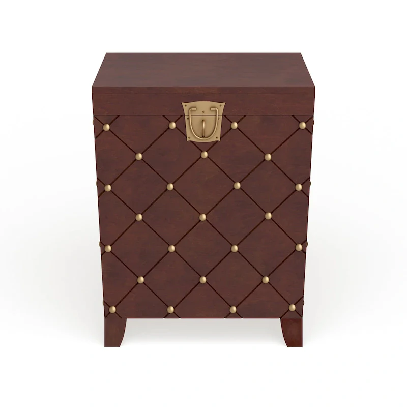 SEI Furniture Liatris Nailhead Espresso End Table Trunk
