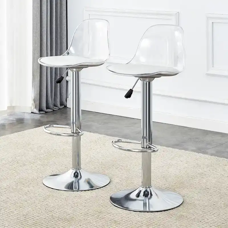 Swivel Bar Stools Set of 2, Counter Height Barstools with Backrest, Dining Room Chairs with Footrest and PU Seats
