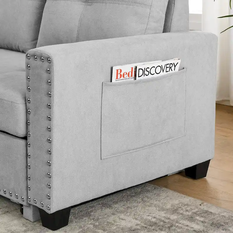 Classic and Cozy L-shape Pull-out Sleeper Sectional Sofa