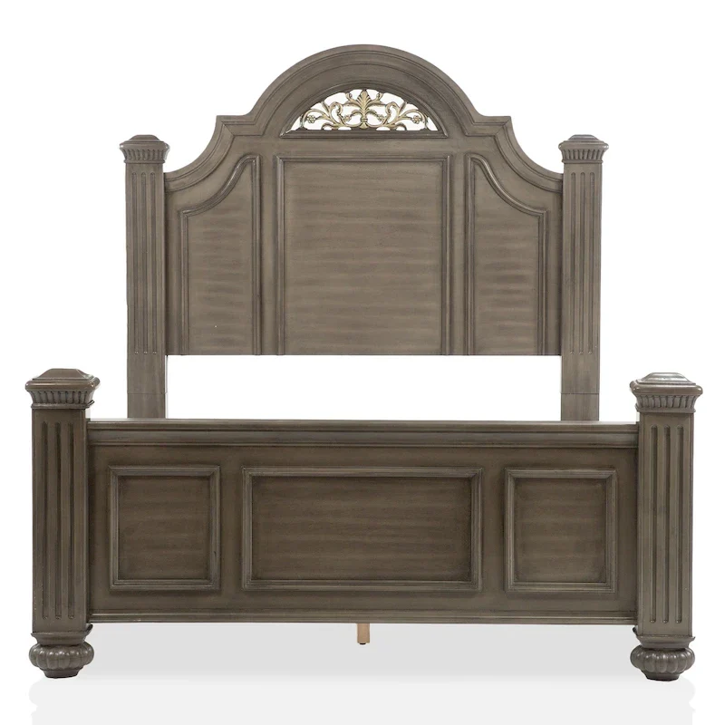 Vame Traditional Grey Wood 5-Piece Poster Bedroom Set by Furniture of America