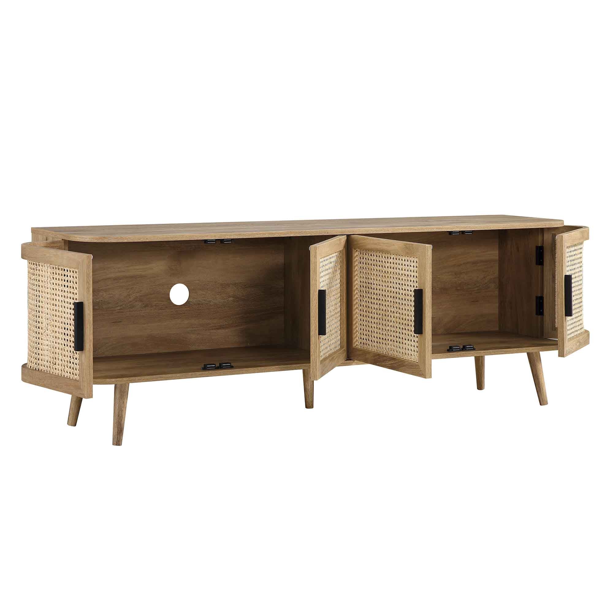 Curved Rattan 63 Wide TV Unit, Natural
