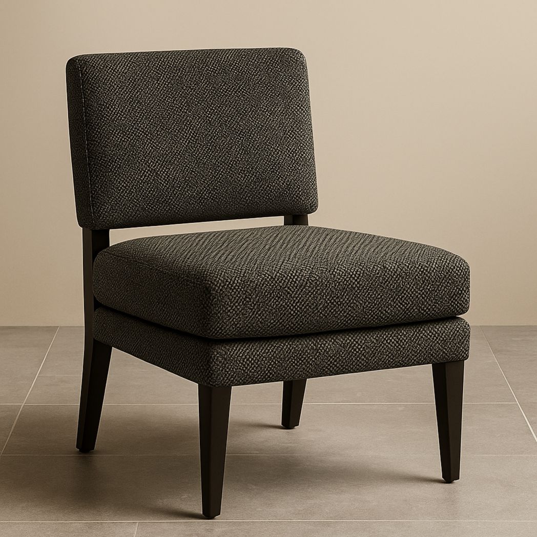 Chaise d'appoint tissu anthracite pieds bois 85x65x75 cm