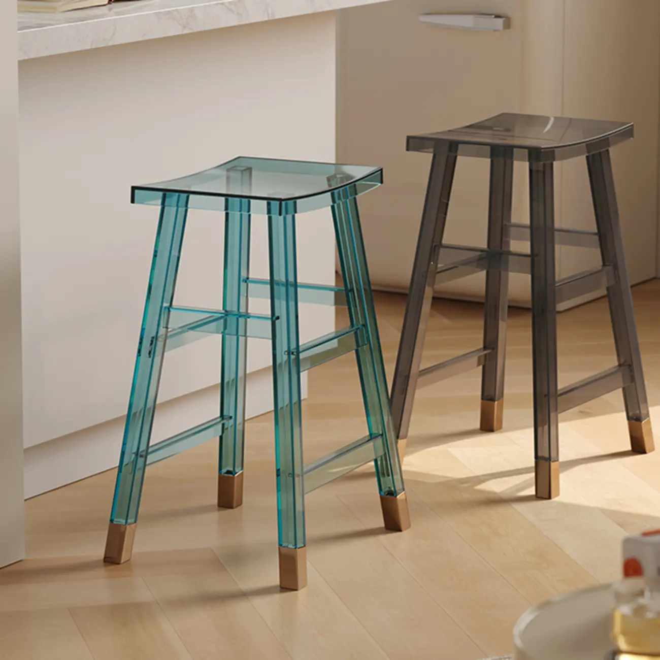 Saddle Acrylic Counter Height Backless Bar Stools