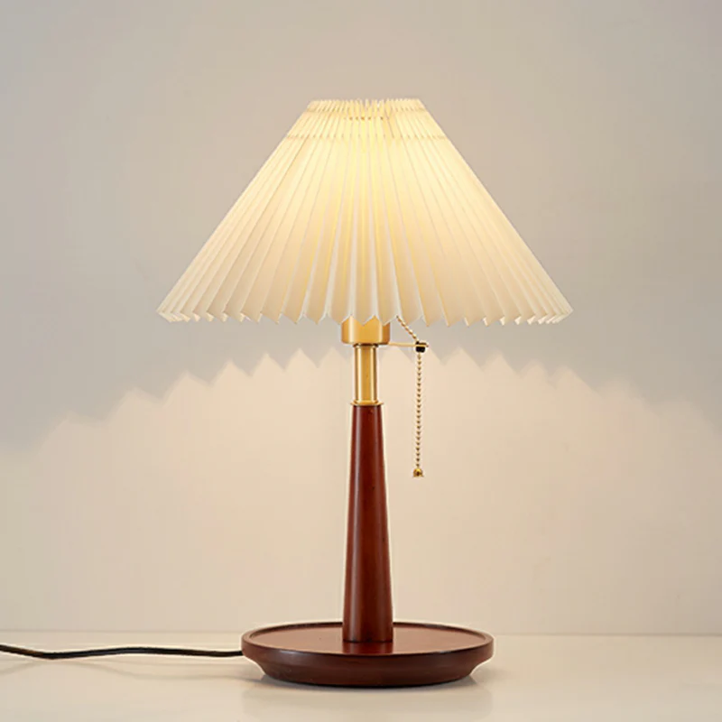 Elegant Metal Round Base Cone Fabric Shade Table Lamp