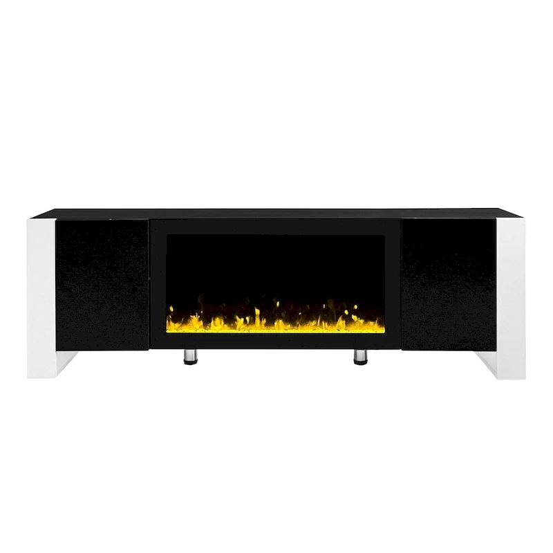 Modern TV Stand with 34.2 Non-heating Electric Fireplace and Cabinets