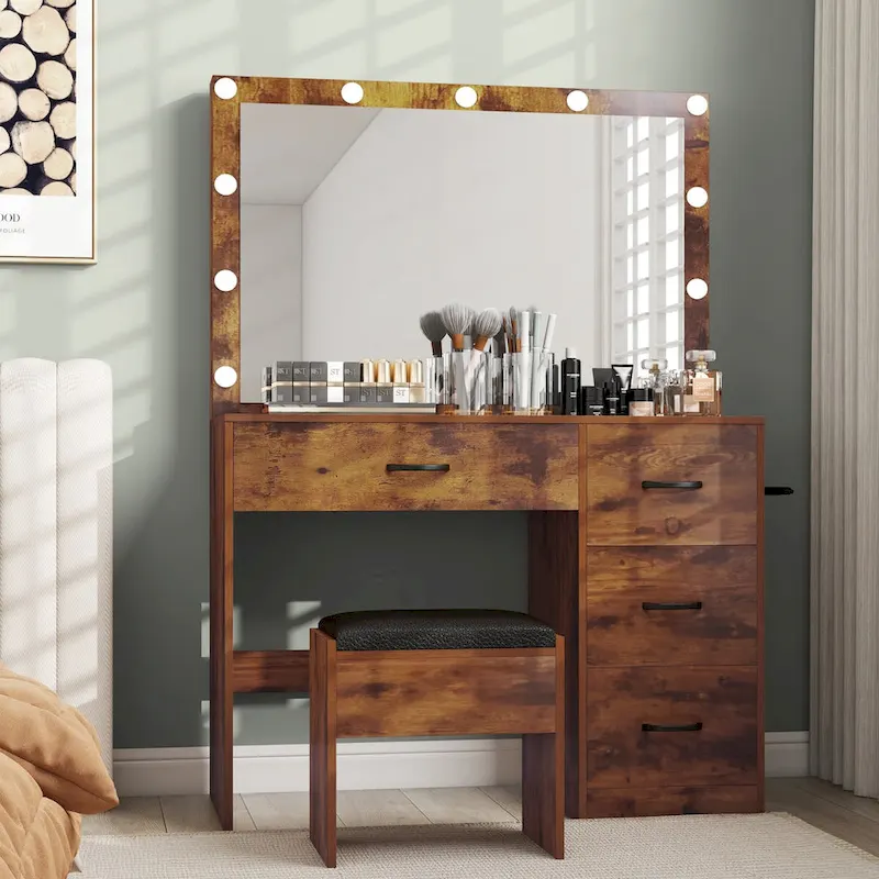 Makeup Vanity with 4 Drawers - 35.4L x 23.6W x 53.5H