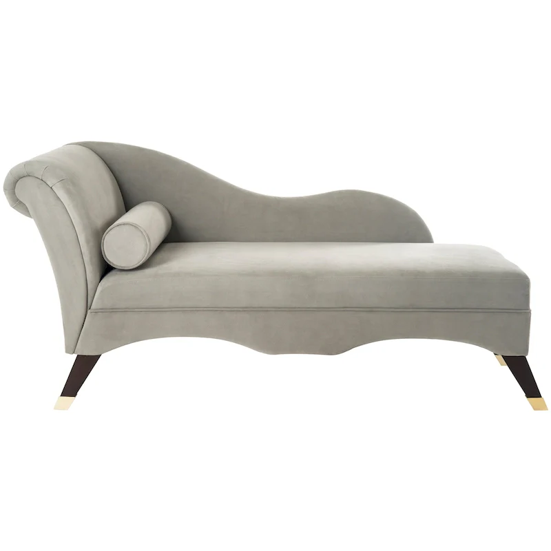Mid-Century Modern Chaise with Pillow, 1-Seat – Grey / Navy / Tan / Slate Blue / Emerald
