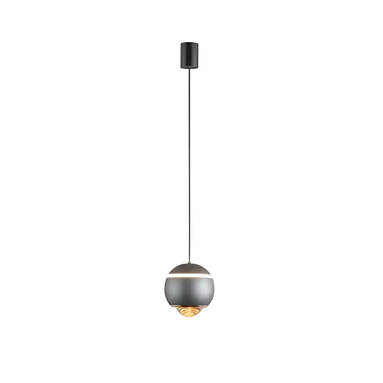 Modern Metal Glass Globe Pendant Light Warm LED