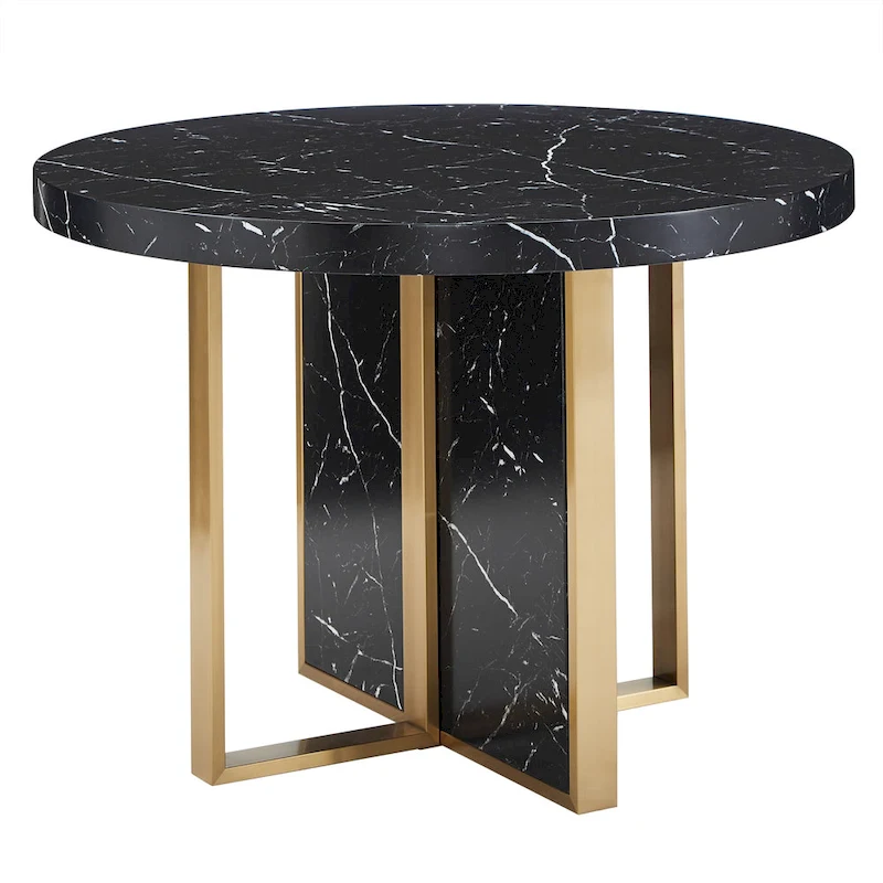 Saki 43 Wide Faux Marble Round Dining Table Set by iNSPIRE Q Modern