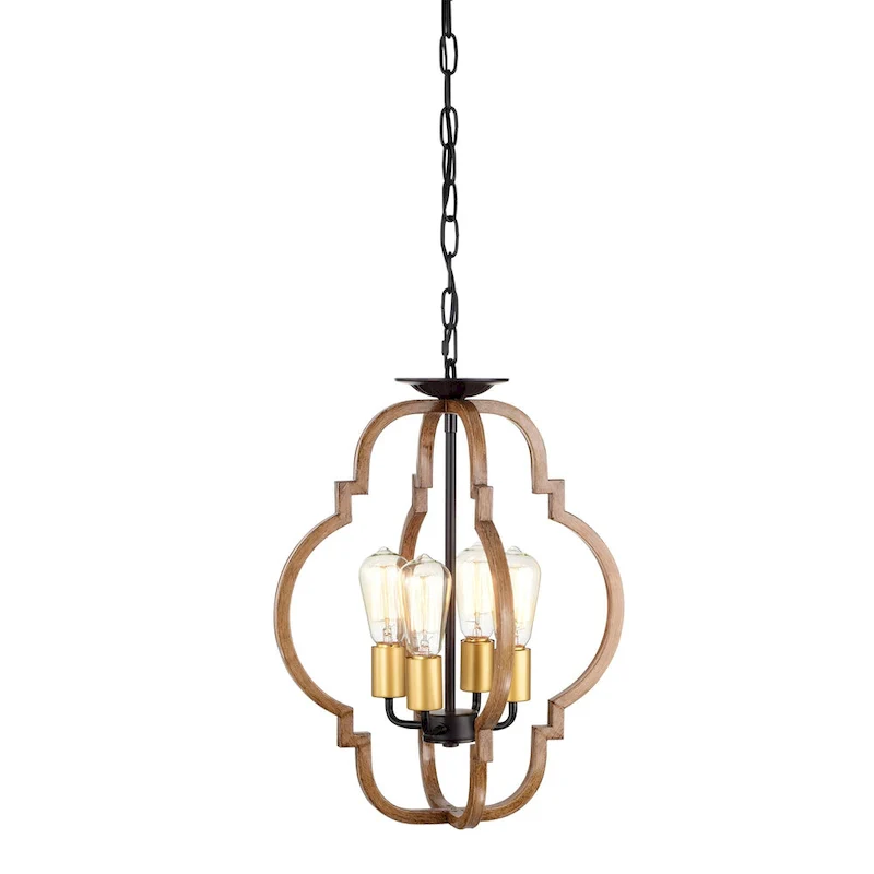 Ason 16 Inch Imitation Wood Grain Finish Pendant 4-Light