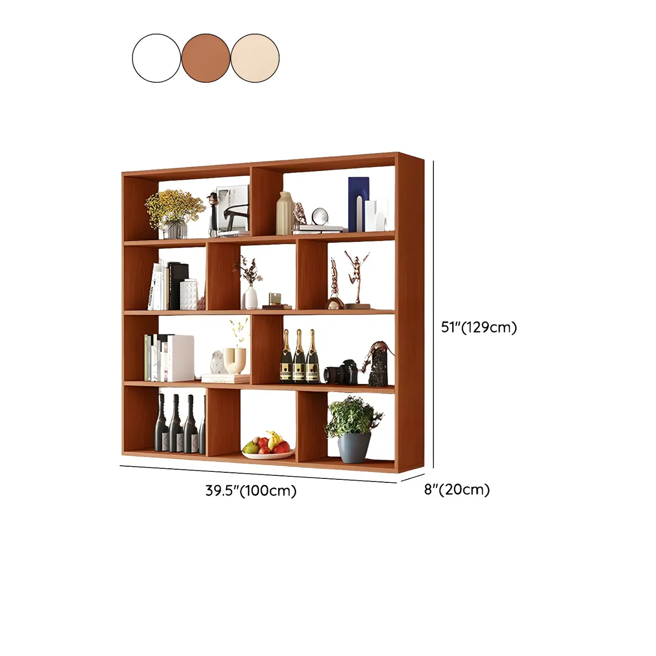 White Wall-Mounted Cube Wood Display Bookcase