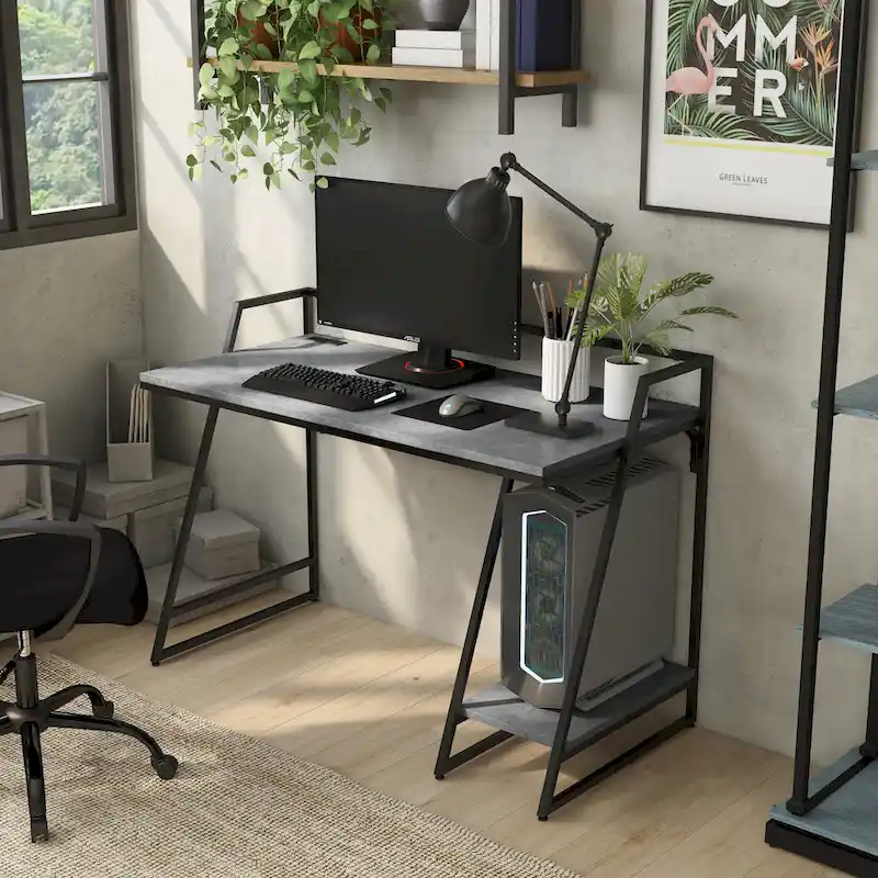 Industrial 49-inch Steel Computer Desk with USBs