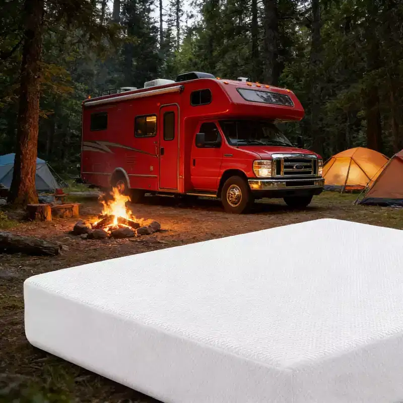 Dyonery RV Mattress King 10 Inch Memory Foam Camper Mattress Fiberglass Free Bed in a Box, CertiPUR-US Certified, 80x72x10, White