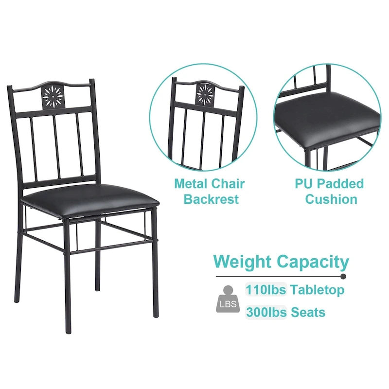 VECELO 3/5-piece Mid-century Dining Table Set with Upholstered Chair