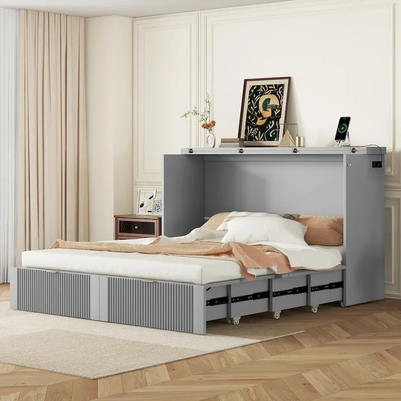 Queen Murphy Bed with Storage Drawers