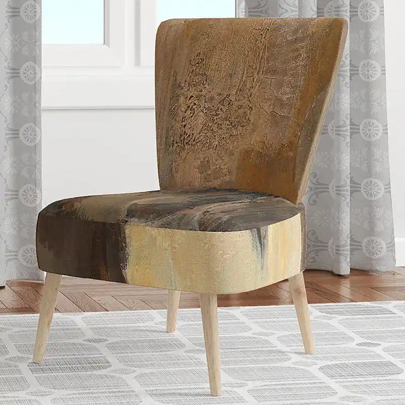 Designart Into The Wild Gold Buffalo Upholstered Modern Farmhouse Accent Chair - Arm Chair