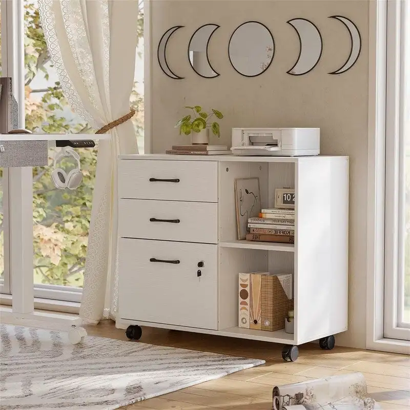 3-Drawer Mobile File Cabinet - 14.2 D x 31.5 W x 25.4 H