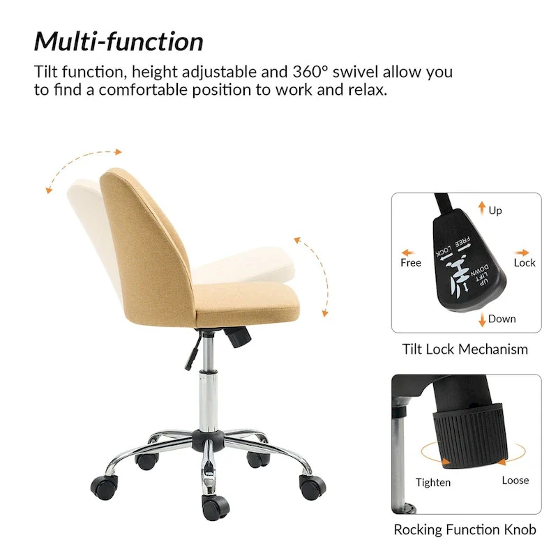 Sergio Modern Armless Office Chair with Mental Leg by HULALA HOME