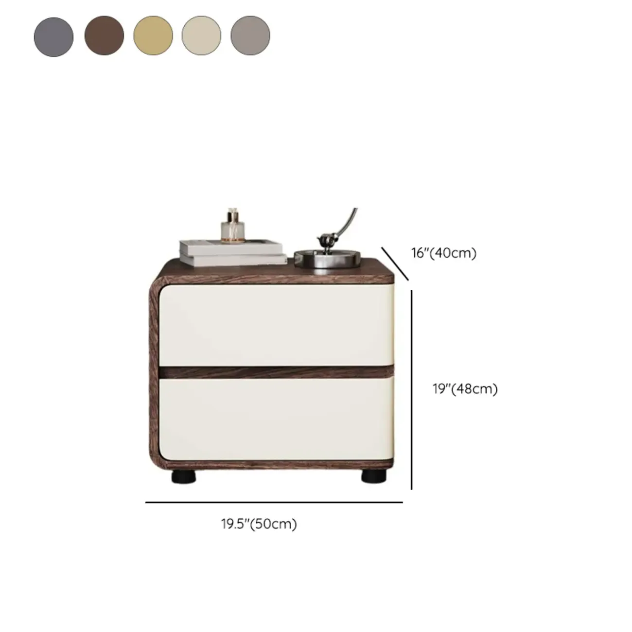 Modern Narrow Wooden Nightstand with 2 Drawers