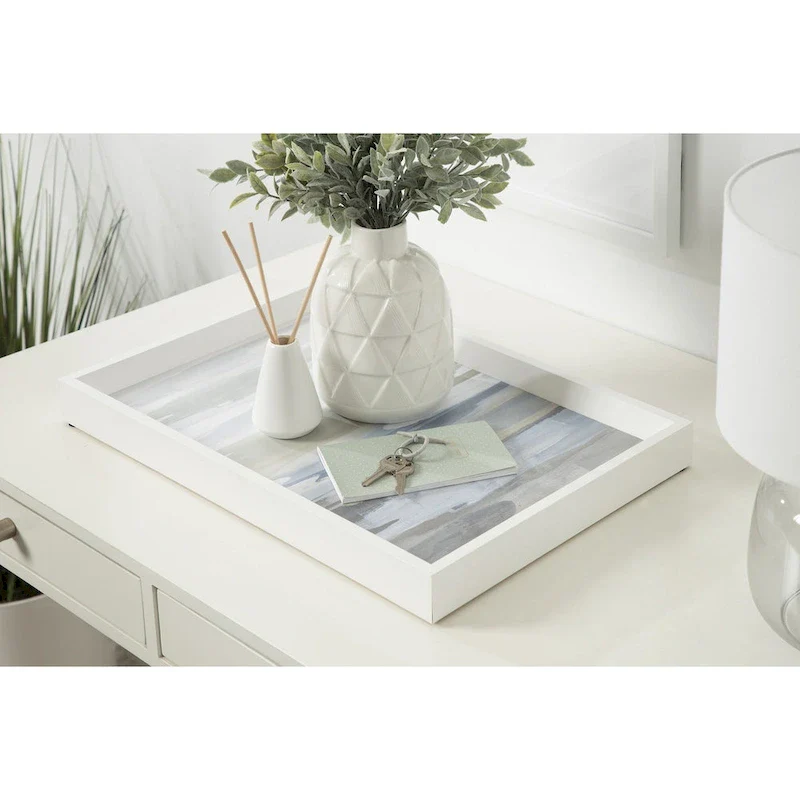 Amanti Art Decorative Wood Tray 13 x19  featuring 'Intuition Blue and Tan' by Jackie Hanson