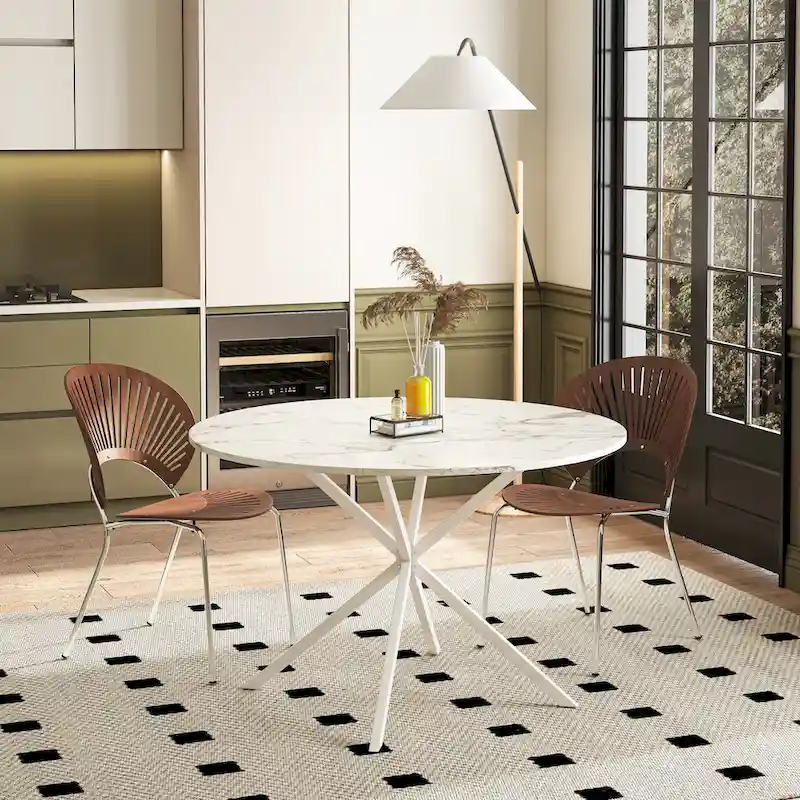 47.24 Modern Cross Leg Round Dining Table