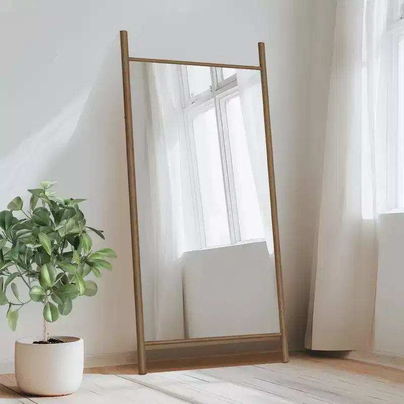 Dovelina Wood Frame Rectangle Full Length Mirror Leaning Mirror
