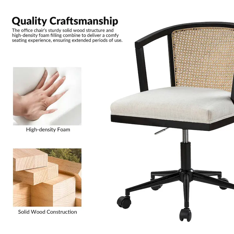 Modern Rattan Swivel Height Adjustment Office Chair