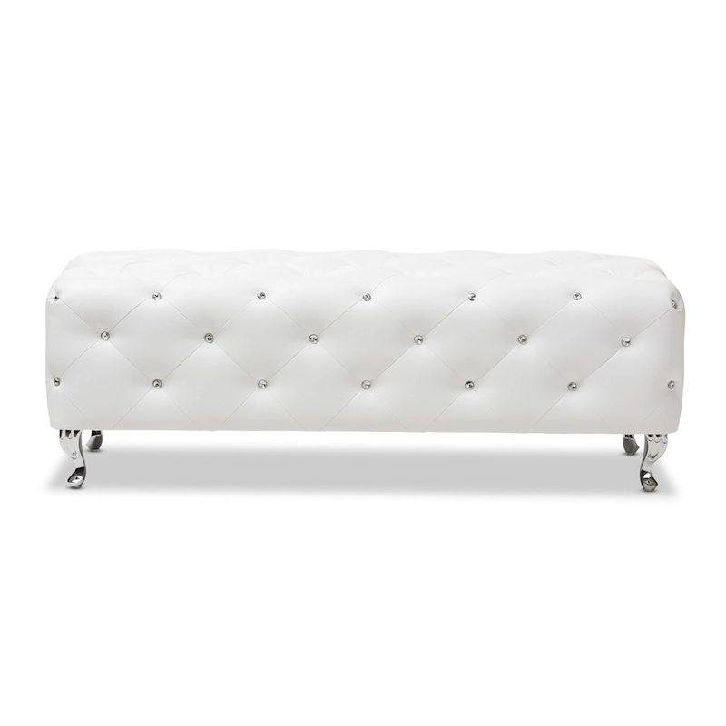 Silver Orchid Heston Crystal Tufted Modern Bench
