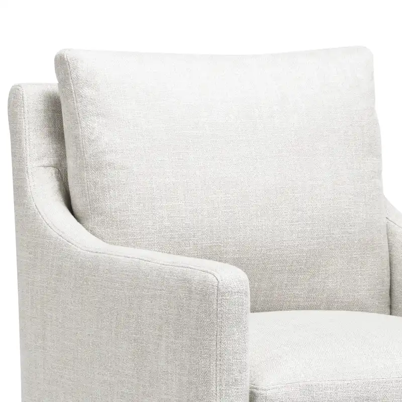 Beige Faux Linen Swivel Rolling Armchair with Casters, 1-Person