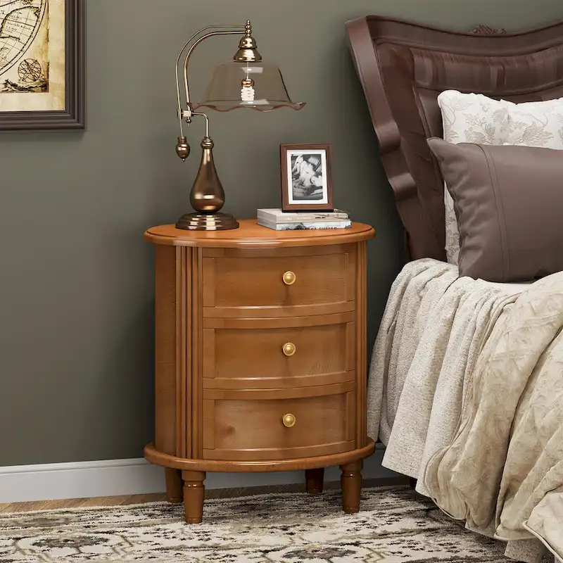 Fully Assembled Nightstand with 3 Drawers