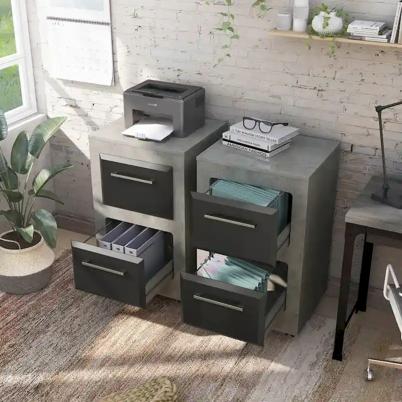 Urban Two-Drawer Mobile File Cabinet with Iron Bar Pulls