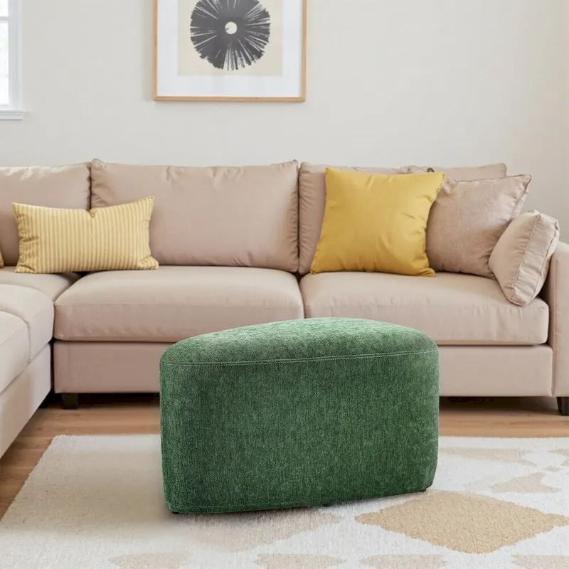 Triangular Chenille Fabric Pouf Ottoman