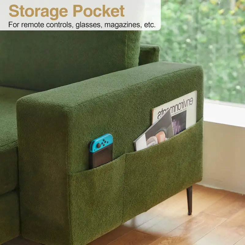 L-Shaped Upholstered Sofa Couch with Metal Legs