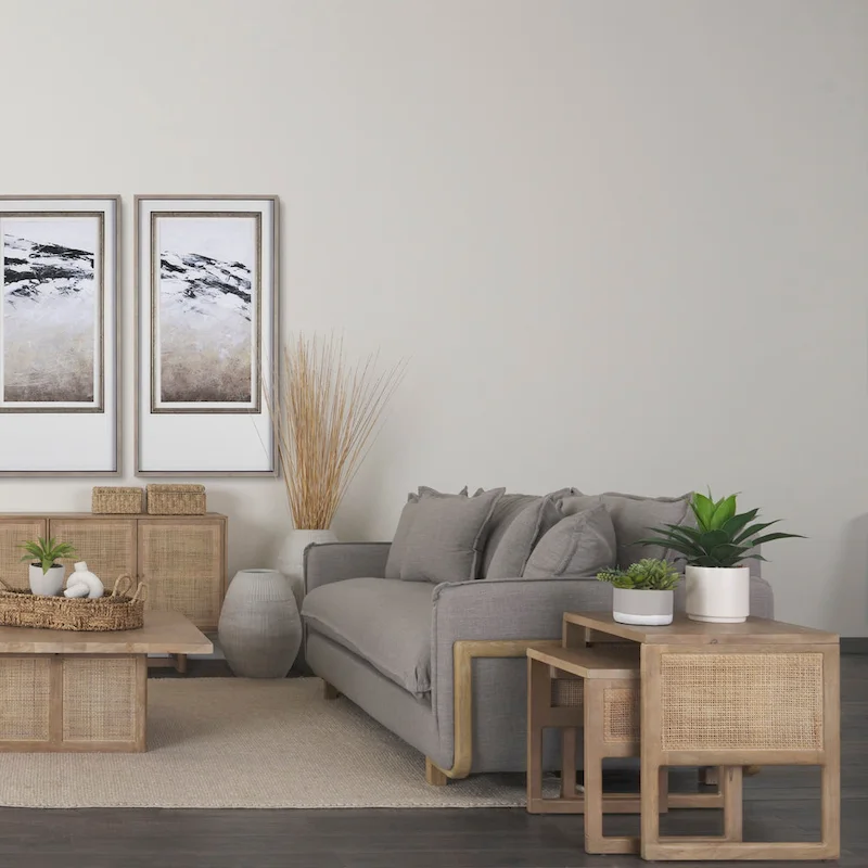 Grier Solid Wood With Cane Accents Square Nesting Accent Tables (Set of 2) - 20L x 20W x 23H