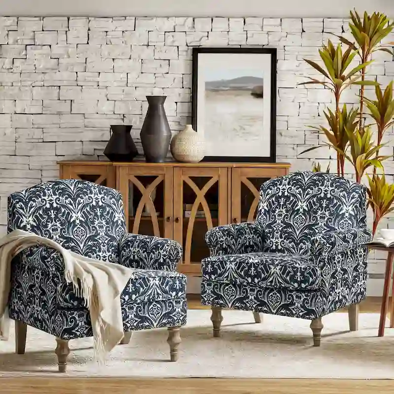 Yahweh Farmhouse Nailhead Armchair with Rolled Arms by HULALA HOME(Set of 2)