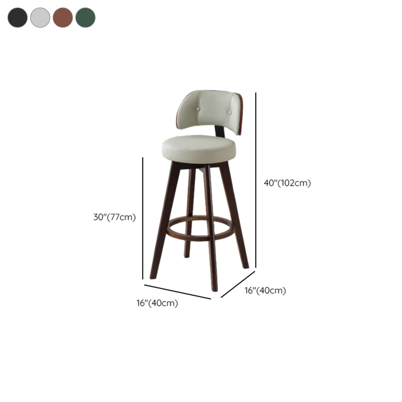 Natural Wood Round Leather Swivel Bar Stools