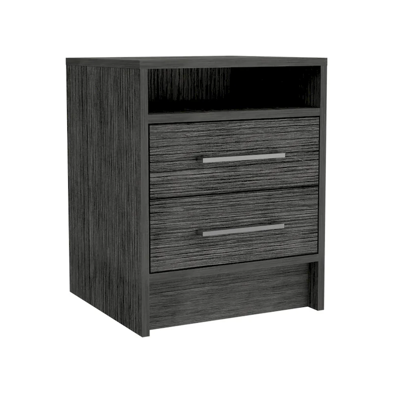 TUHOME Eter 2-Drawer Nightstand End Table with Metal Handles and Open Shelf
