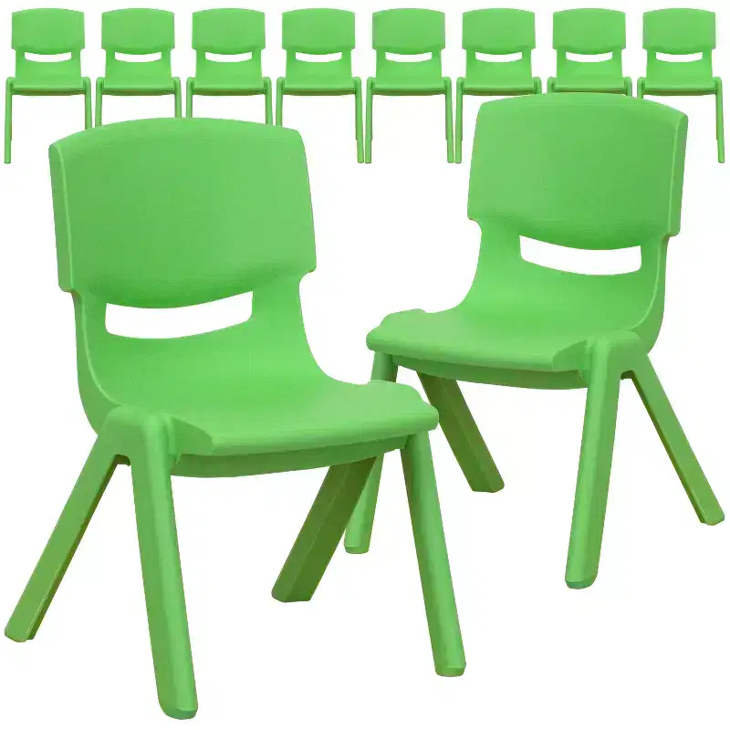 Emma and Oliver 10 Pack Plastic Stackable School Chair with 10.5 Seat Height